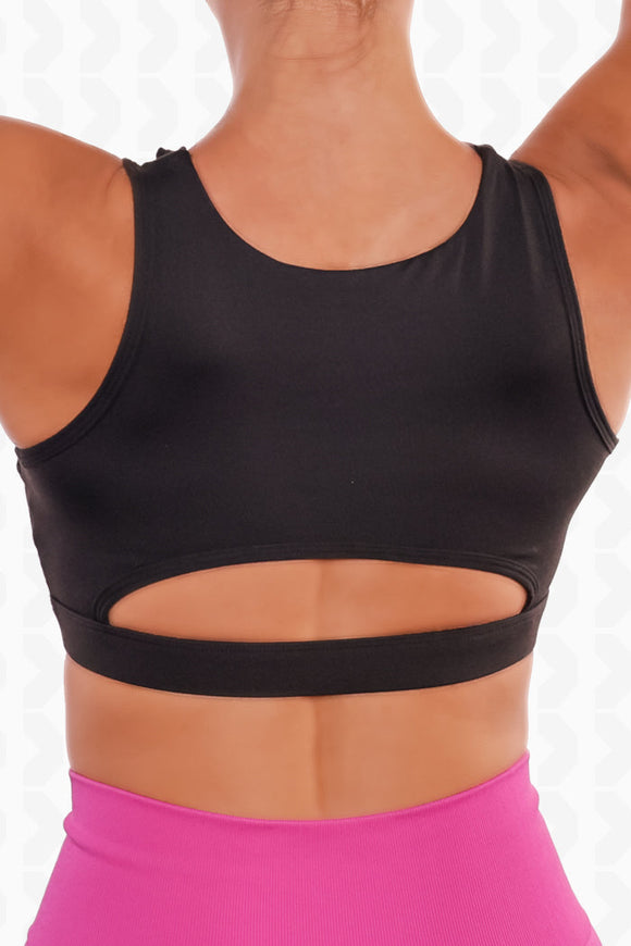 Black Special Design Seamless Bra - Back