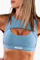 Blue Seamless Special Design Sports Bra - Front