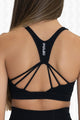 Black Sport Bra with Striking Back Design - Back