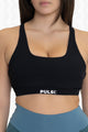 Black Ribbed Stylish Back Design Bra - Front