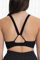 Black Ribbed Stylish Back Design Bra - Back