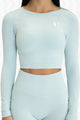 Aqua Blue Ribbed Long-Sleeve - Front