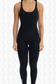 Black Open Back Scrunchy Jumpsuit - Full Front