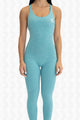 Aqua Blue Open Back Sports Jumpsuit - Front
